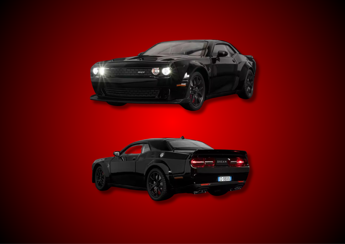 FEXXA 1:32 Scale Exclusive Alloy Metal Pull Back Die-cast Car Model with Sound Light Mini Auto Toy for Kids Metal Model Toy Car with Sound and Light? (1.32 Scale Dodge Challenger-Black.)