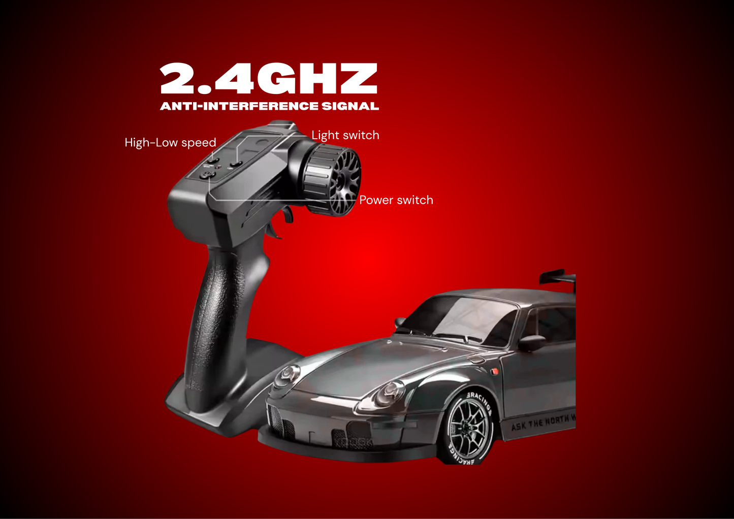 Jack Royal Tokyo Drift High Speed Remote Control 1:20 Scale Drift Car | 20Kmph, 2.4Ghz | Rc Drifting Car 4 Wheel Drive Boost Mode Long Range Remote Hard Plastic Top with LED Head Light
