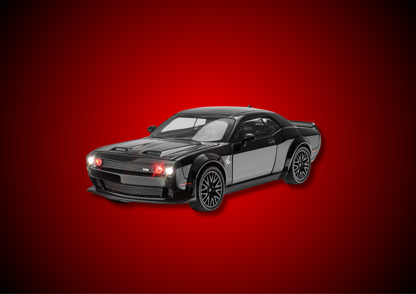 FEXXA 1:32 Scale Exclusive Alloy Metal Pull Back Die-cast Car Model with Sound Light Mini Auto Toy for Kids Metal Model Toy Car with Sound and Light? (1.32 Scale Dodge Challenger-Black.)