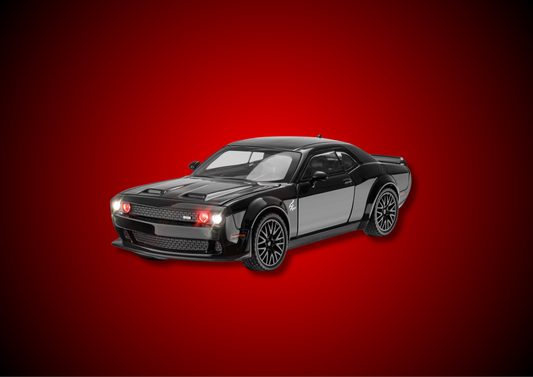 FEXXA 1:32 Scale Exclusive Alloy Metal Pull Back Die-cast Car Model with Sound Light Mini Auto Toy for Kids Metal Model Toy Car with Sound and Light? (1.32 Scale Dodge Challenger-Black.)