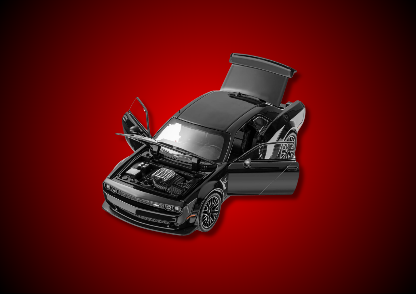 FEXXA 1:32 Scale Exclusive Alloy Metal Pull Back Die-cast Car Model with Sound Light Mini Auto Toy for Kids Metal Model Toy Car with Sound and Light? (1.32 Scale Dodge Challenger-Black.)